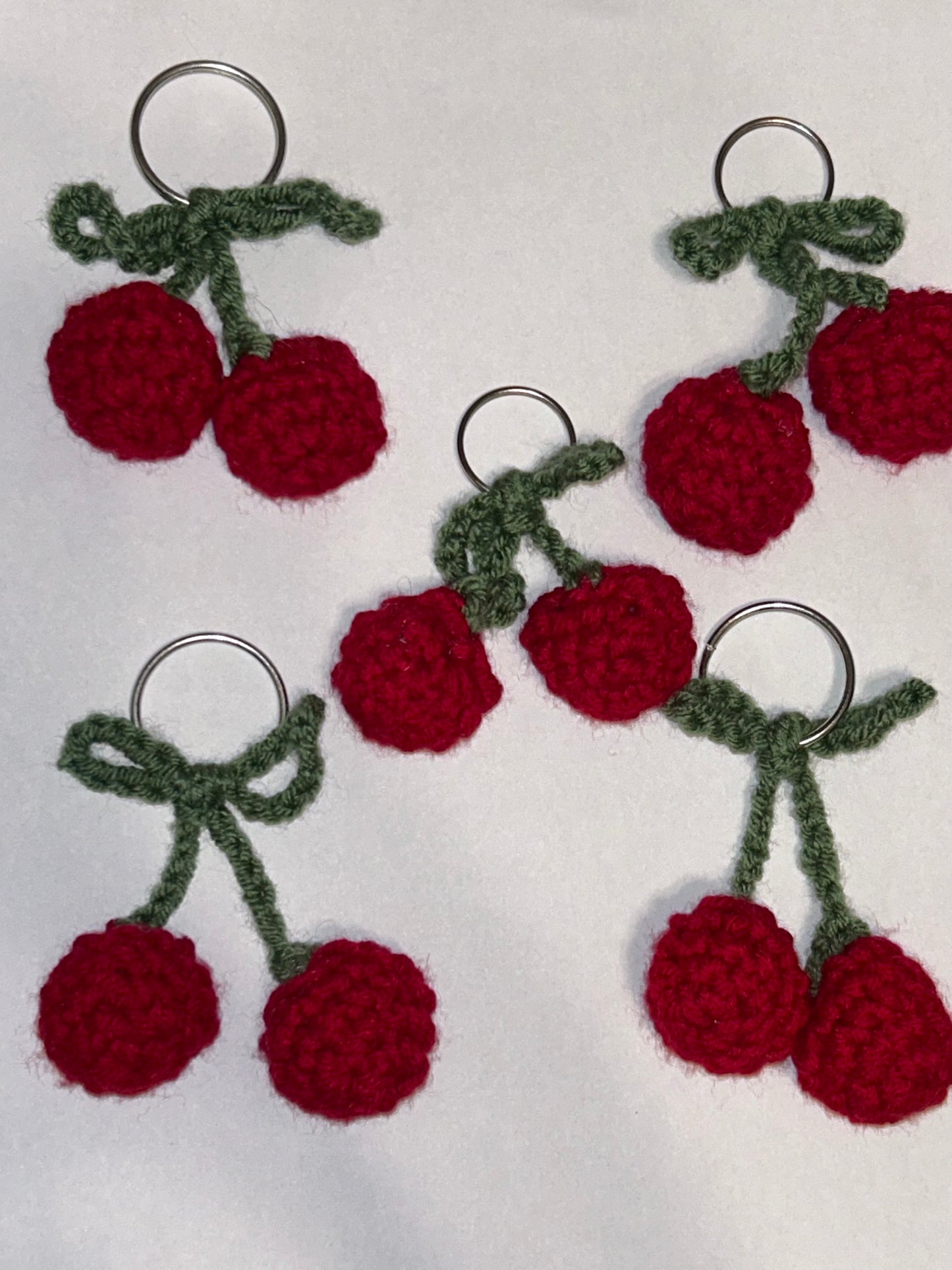 Crochet Cherry Keychain