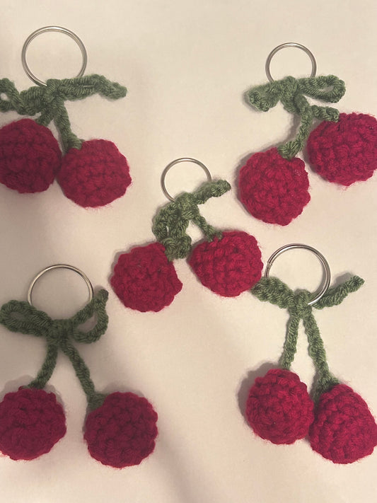 Crochet Cherry Keychain