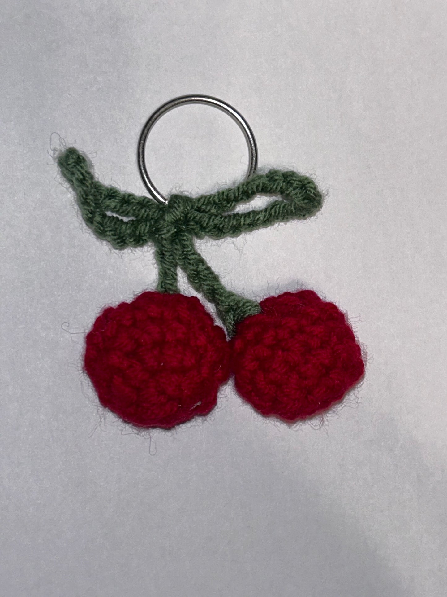 Crochet Cherry Keychain