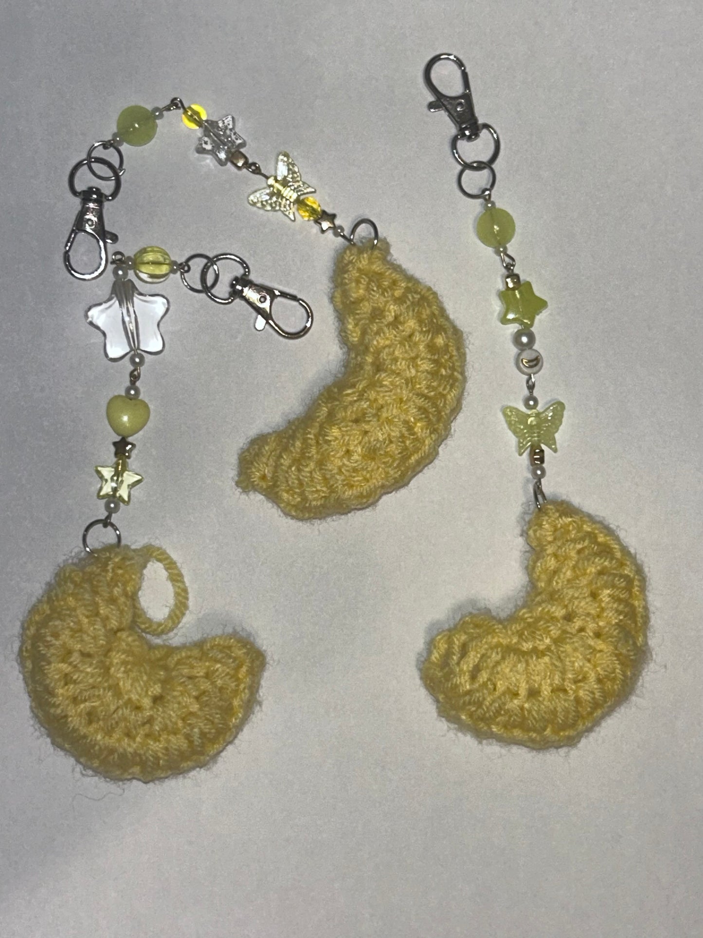 Crochet Moon and Star Keychain