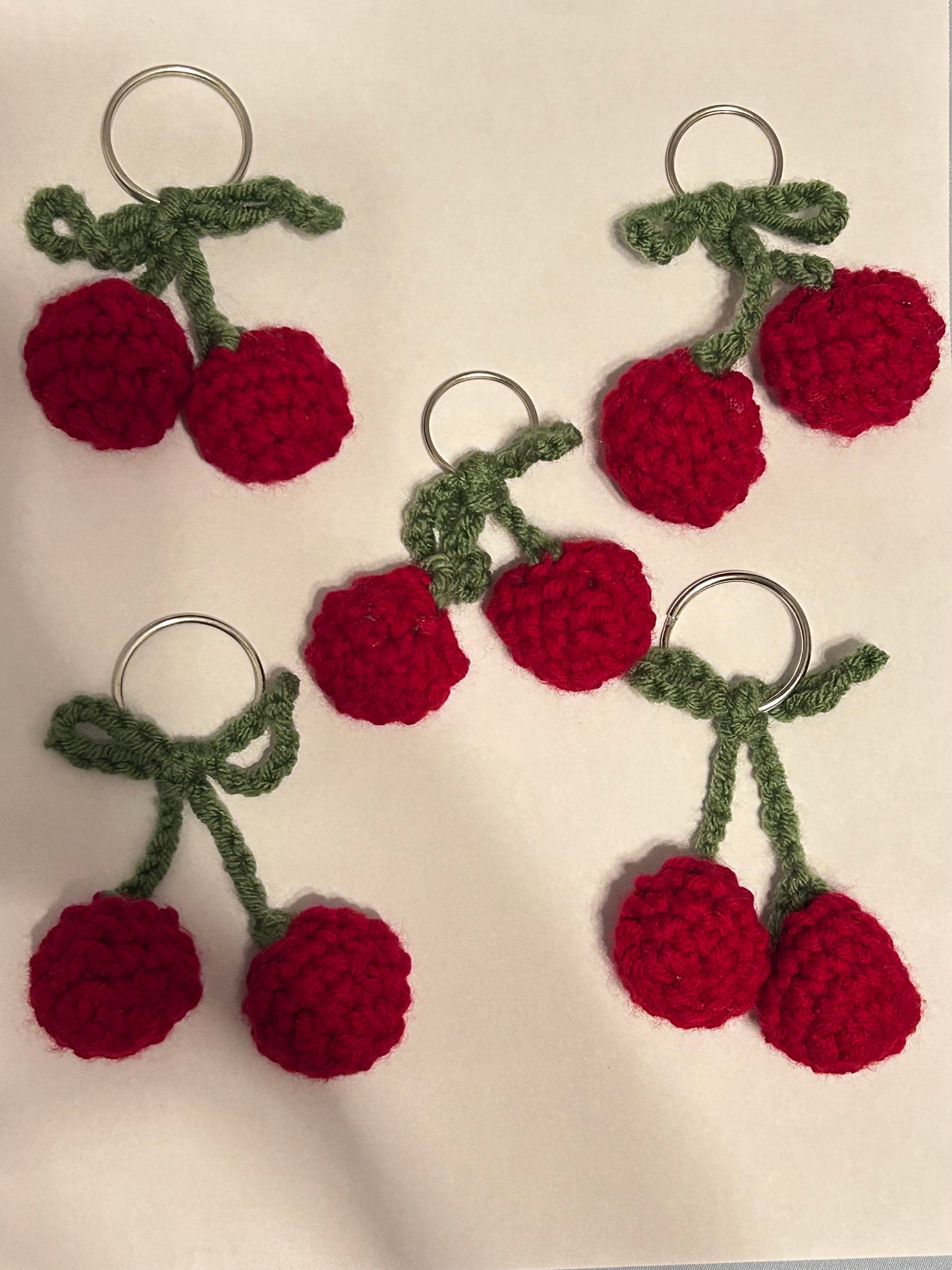 Crochet Cherry Keychain