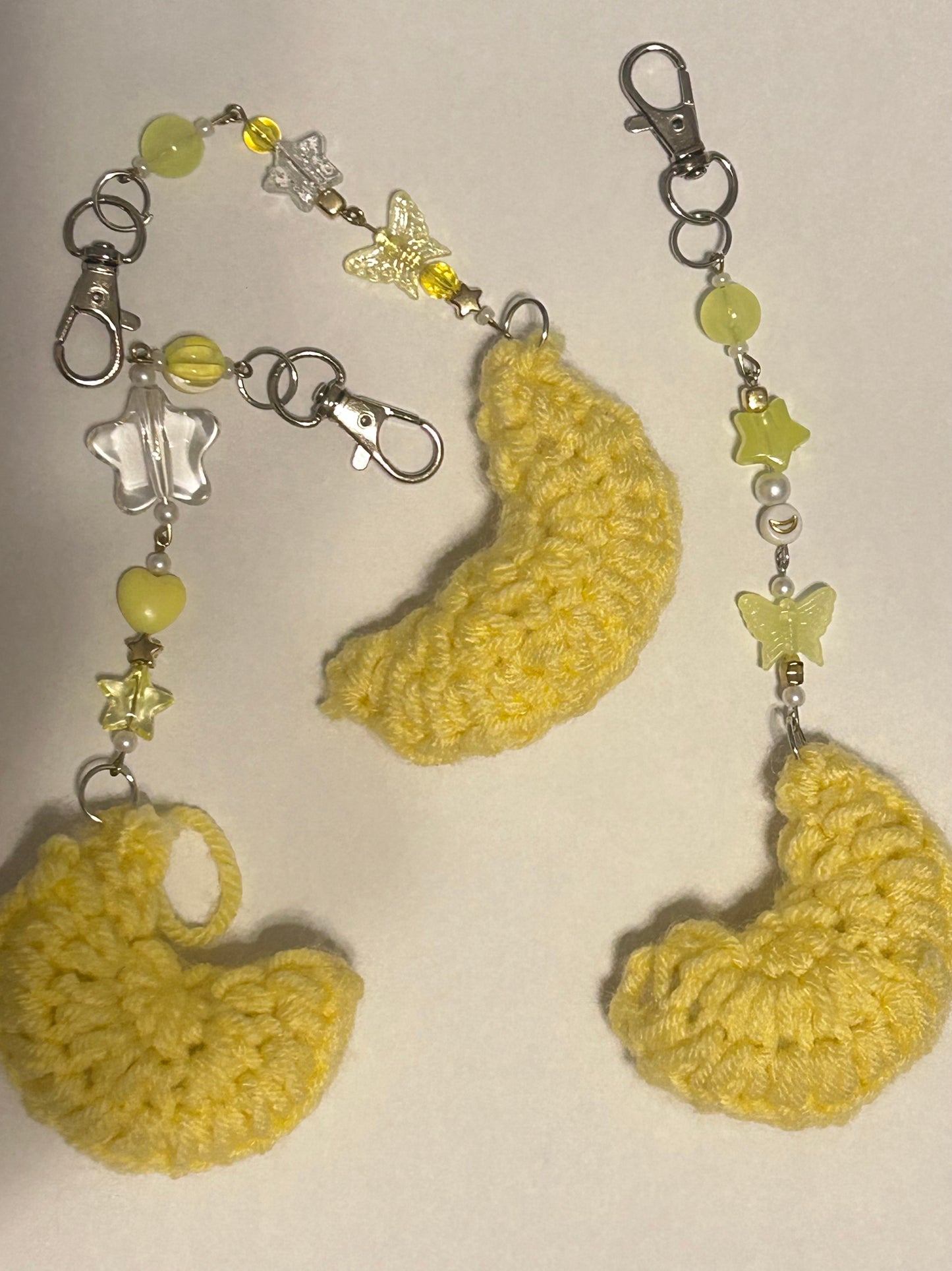 Crochet Moon and Star Keychain